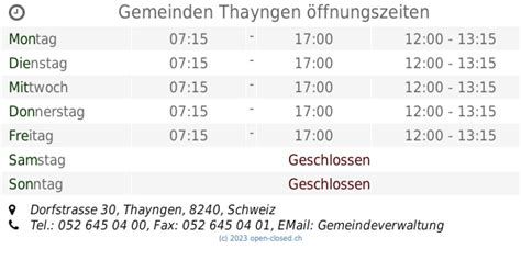 Öffnungszeiten von Post Thayngen 